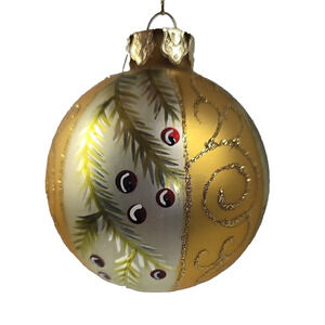 Christmas Ornament Unbranded Hanging Glass Ball Bauble Gold With Glitter